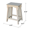 International Concepts Mission Counter Height Stool, 24" Seat Height, Unfinished S-324